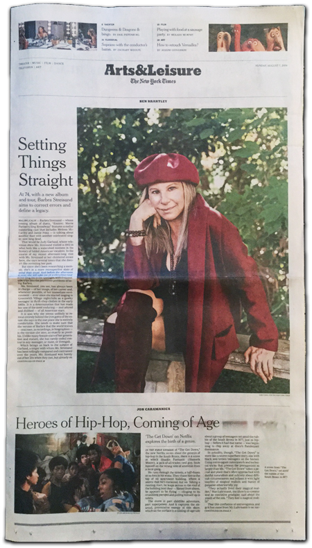 Cover of Arts and Leisure section with photo of Streisand