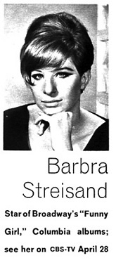 Streisand, star of Broadway's FUNNY GIRL