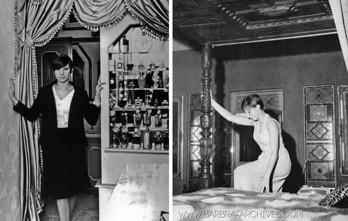 Photos of Streisand posing in her apartment