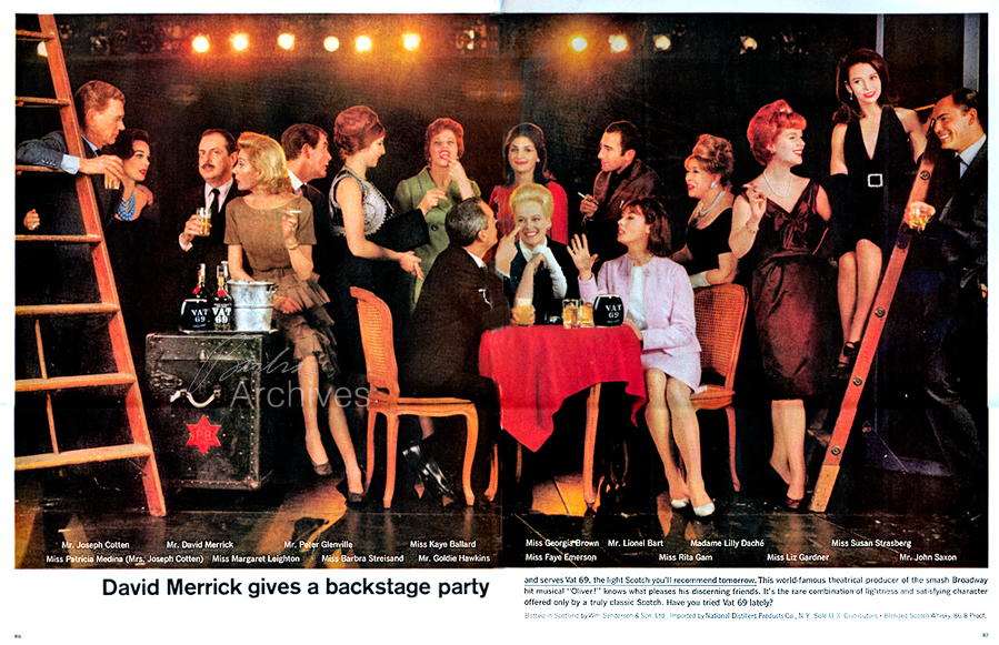 David Merrick and Streisand in Vat 69 ad