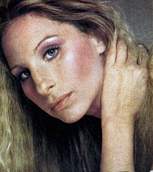 Streisand wearing purple powder eye shadow