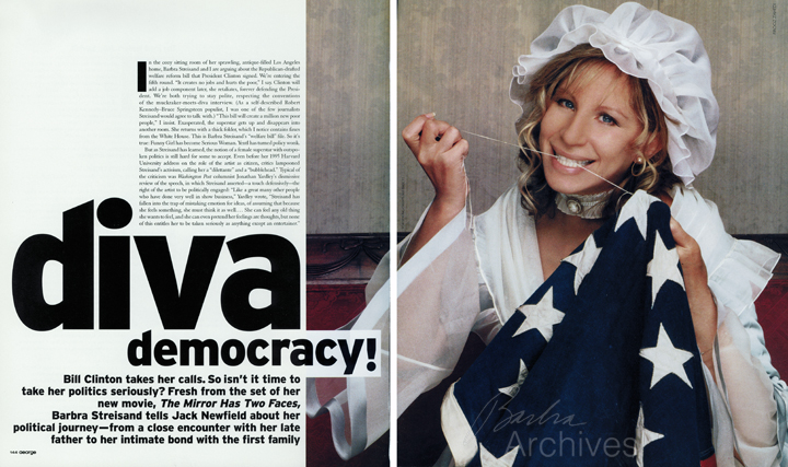 Streisand costumed as Martha Washington