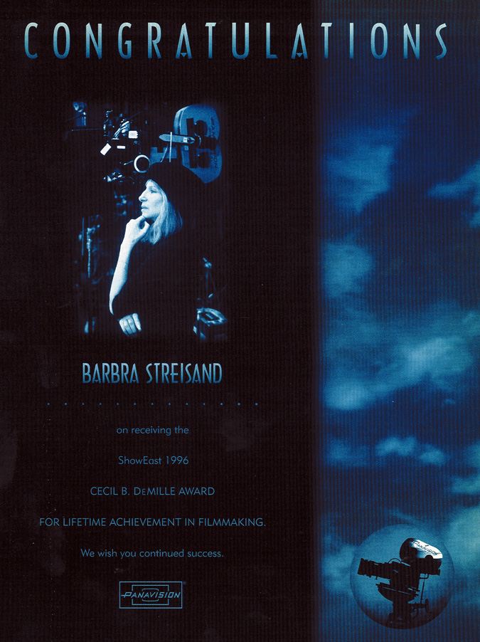 Congratulations ad to Barbra from Panavision