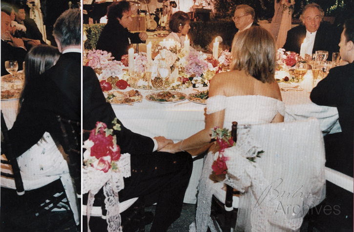 Streisand and guests at table