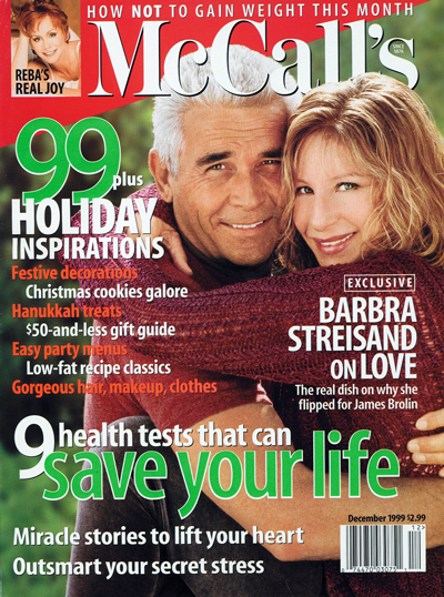December 1999 cover of McCalls with Barbra Streisand and James Brolin embracing