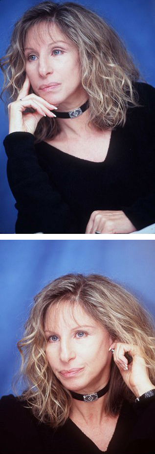 Streisand talking to press