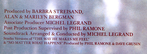 Ramone credits on Yentl album