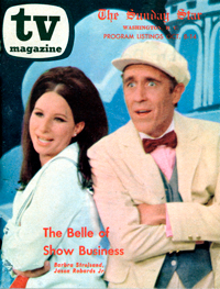 Streisand with Jason Robards on cover of TV Magazine