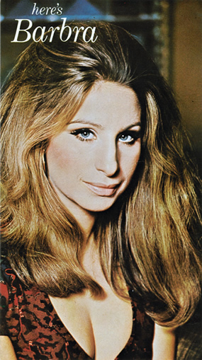 front of Hilton postcard with Streisand photo